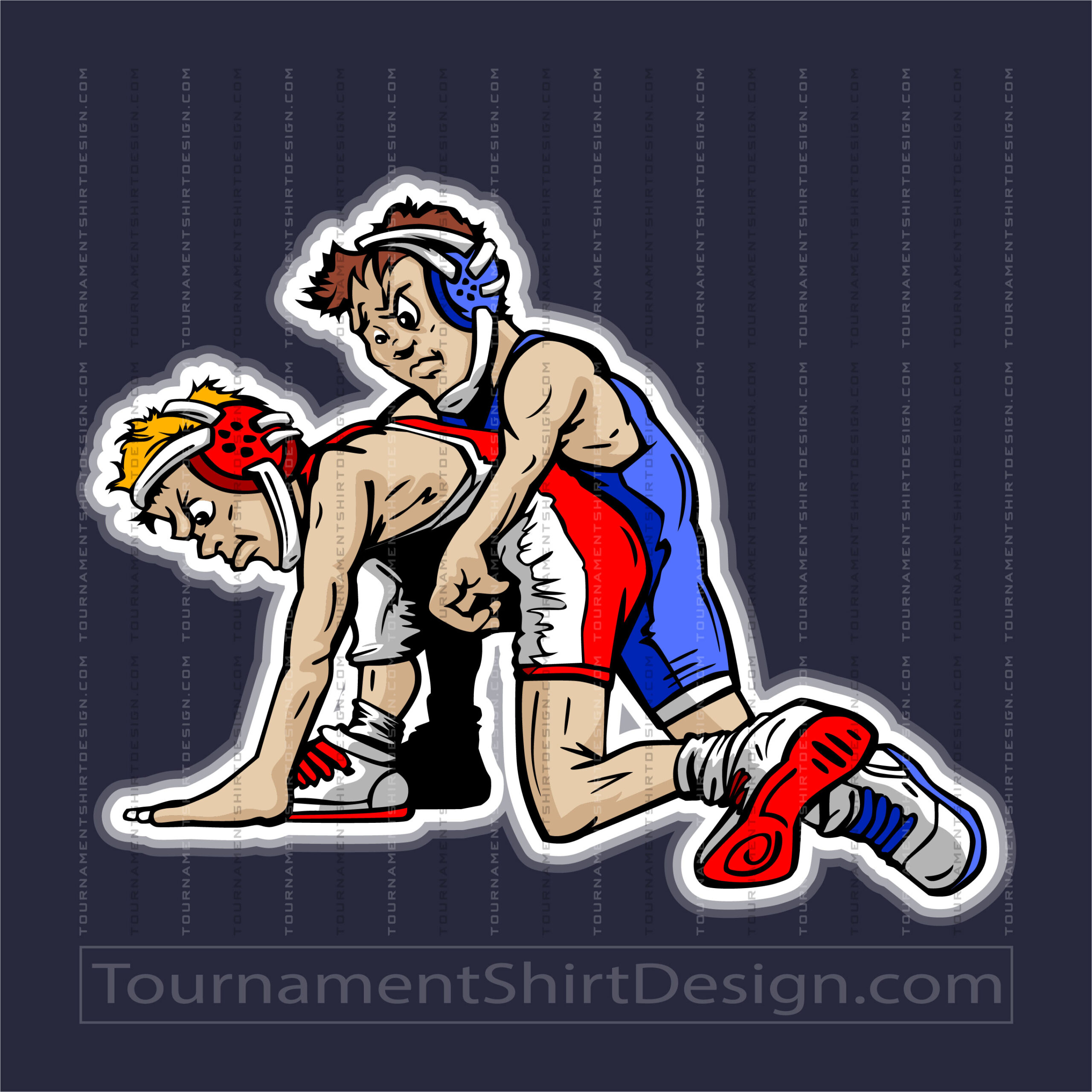 Cartoon Youth Wrestlers