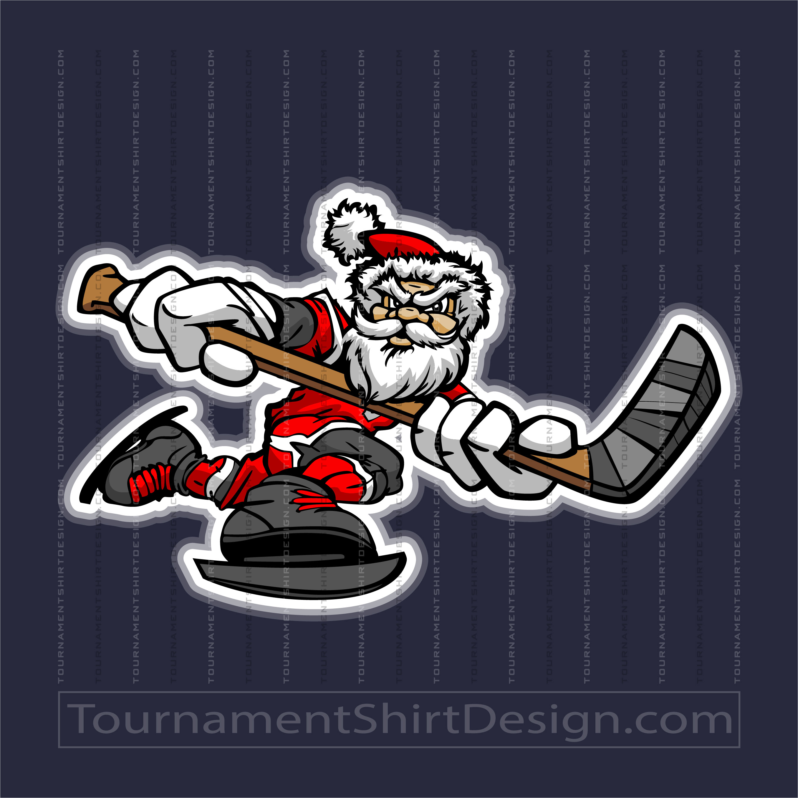 Santa Claus Playing Hockey