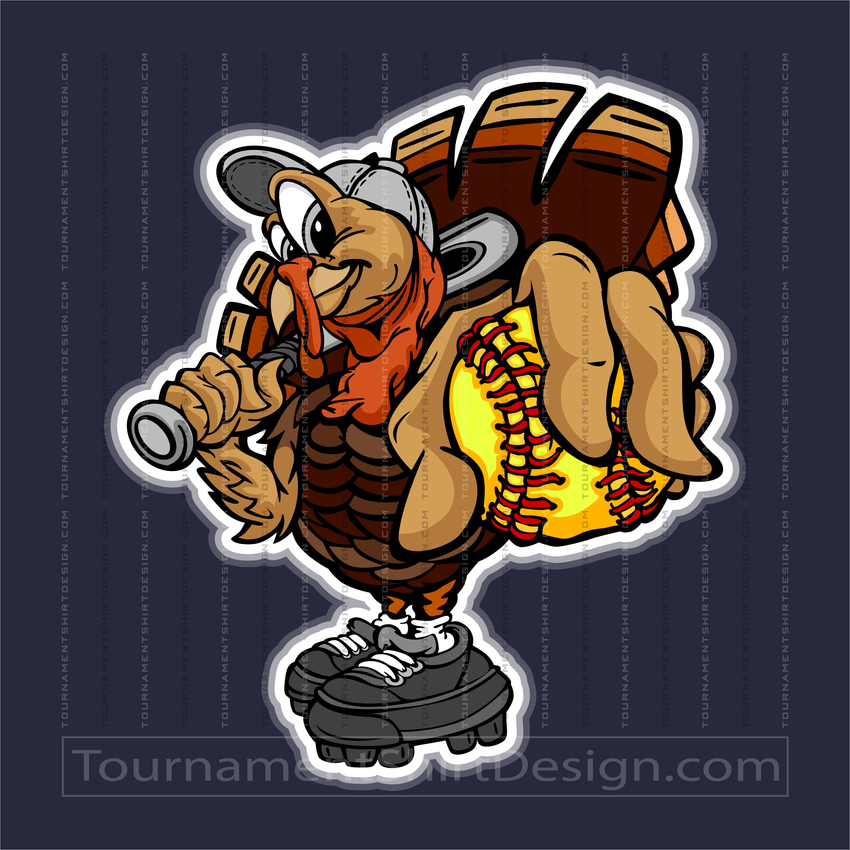 Thanksgiving Turkey Softball Logo